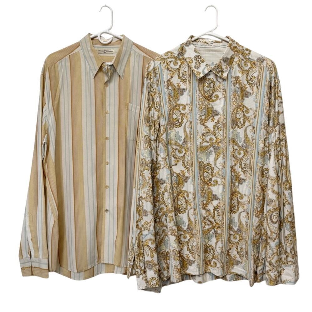 Lot of 2 Tommy Bahama Tencel Long Sleeve Button Up Men’s Shirt XL Spring Staple - Picture 1 of 8